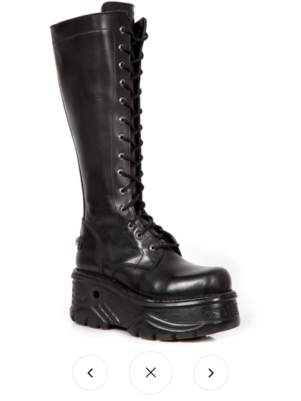New Rock M-235-C3 Black Lace-Up Knee High Platform Boots. NWOB w/ Scratch - Picture 4 of 16
